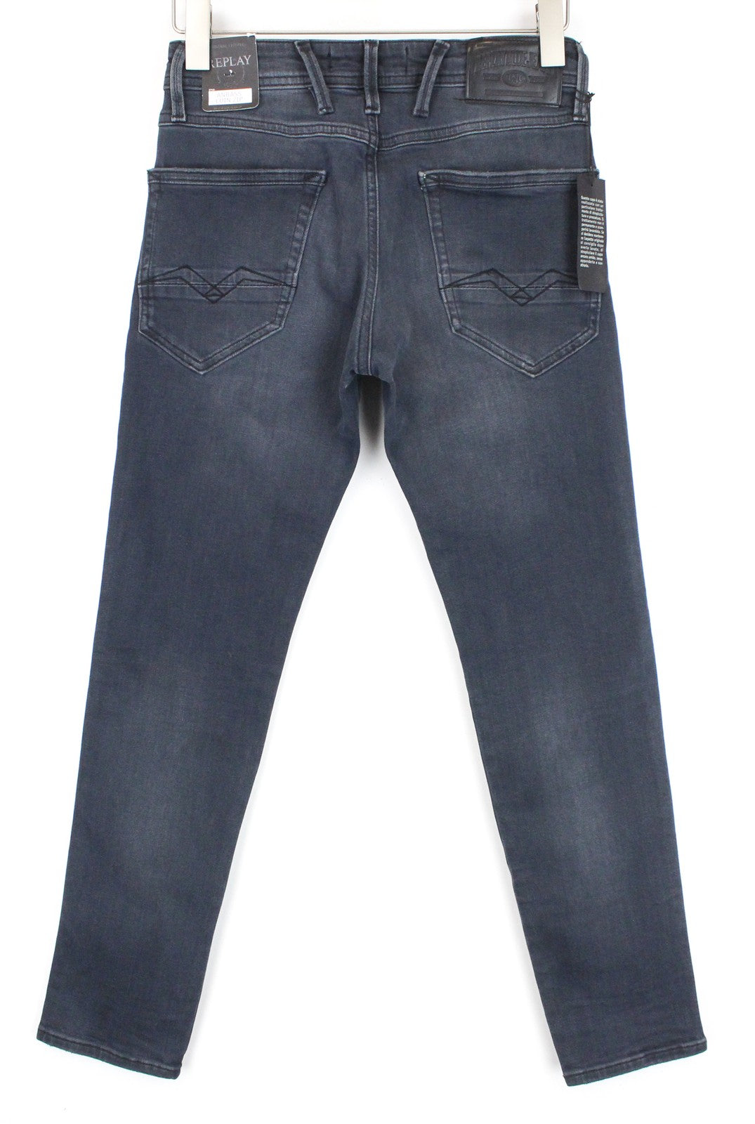 REPLAY Anbass Men Jeans W27/L30 Slim Fit Cotton Stretch Grey Blue Washed Denim