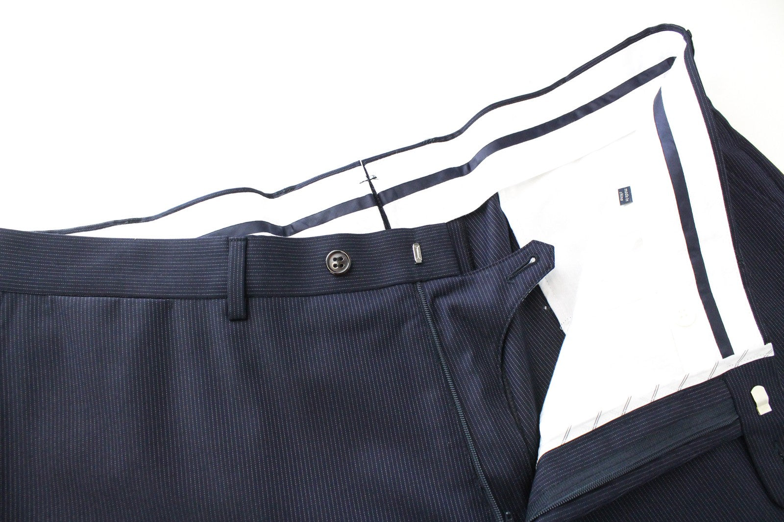 SUITSUPPLY Men Trousers UK42S Classic Pleated Front Navy Pure Wool Lined