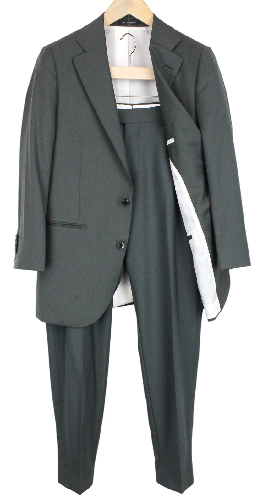 SUITSUPPLY La Spalla Men Suit UK38S Green Pure Wool Single-Breasted 2 Piece