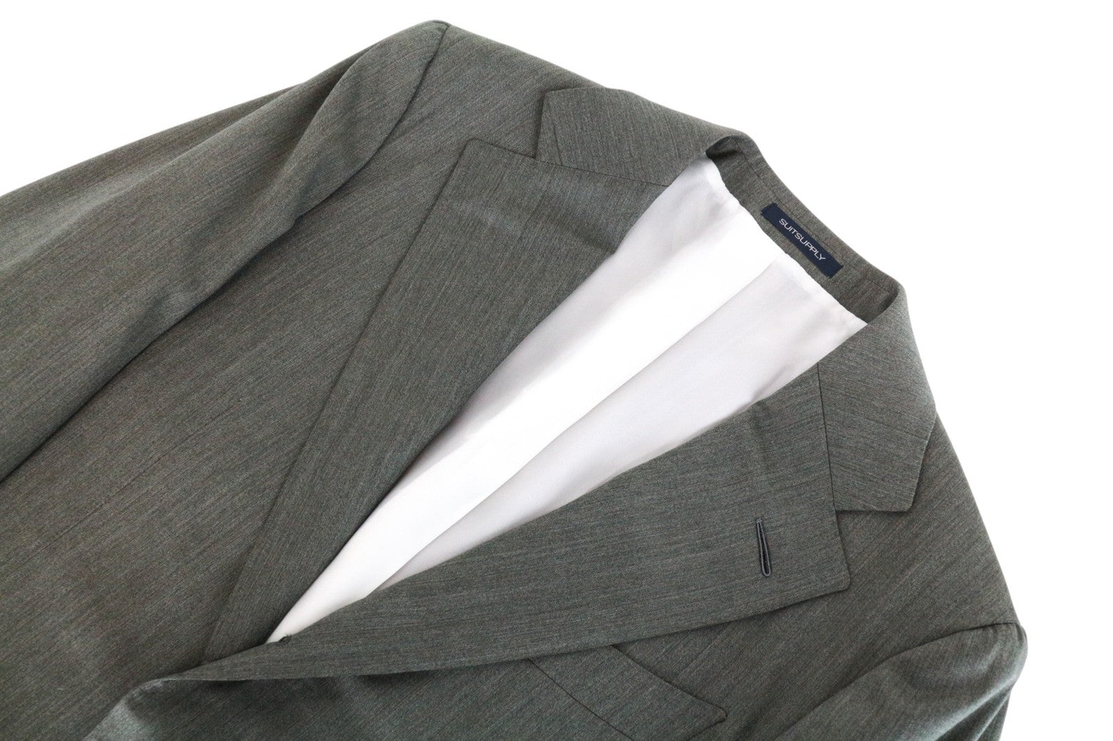 SUITSUPPLY Havana Patch Men Suit UK38R Green Slim Wool Silk Pleated 2 Piece