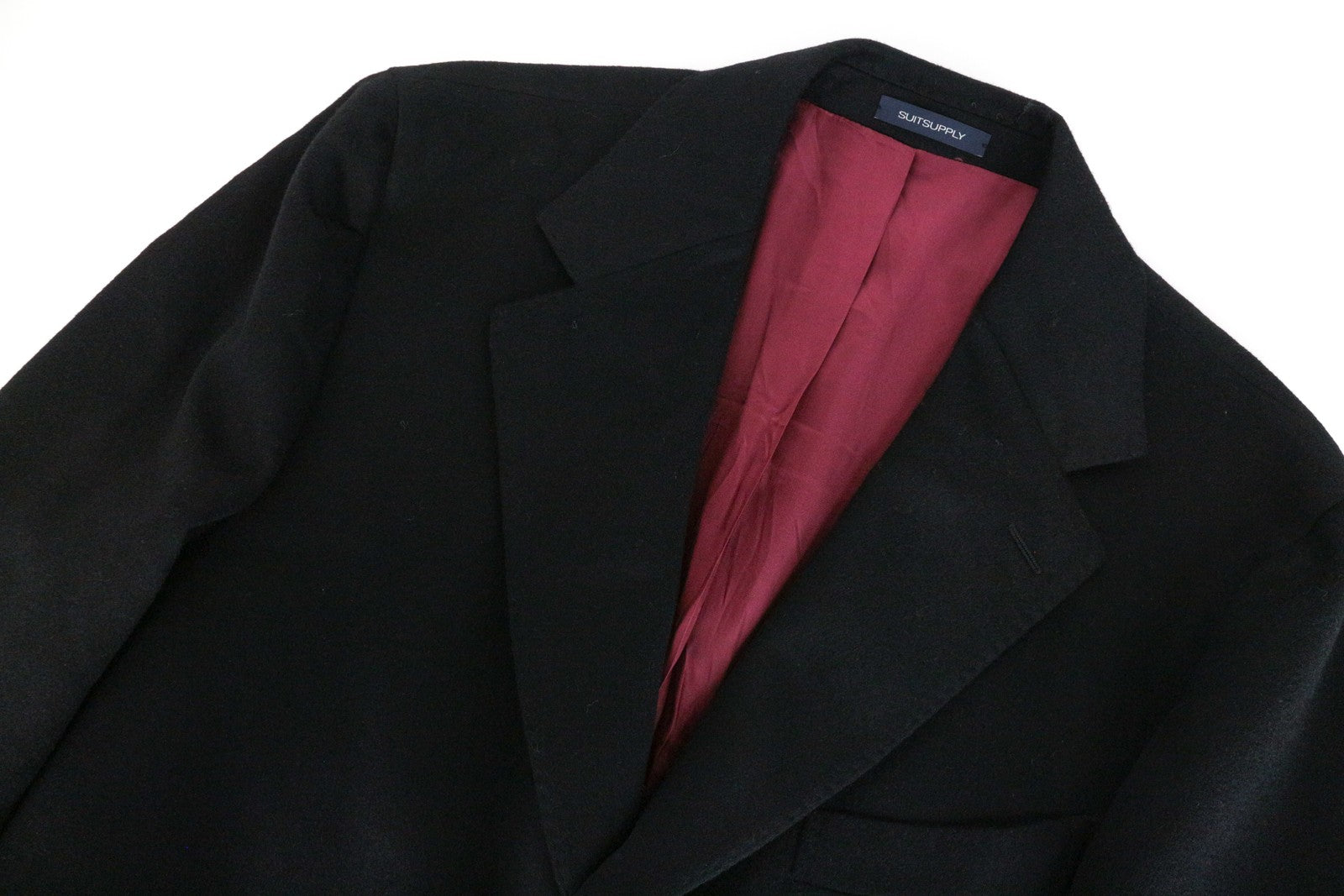 SUITSUPPLY Vicenza Men Coat UK48R Black Pure Wool Single-Breasted Lined