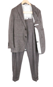 SUITSUPPLY Havana Patch Men Suit UK36S Wool Silk Linen Brown Slim 2 Piece