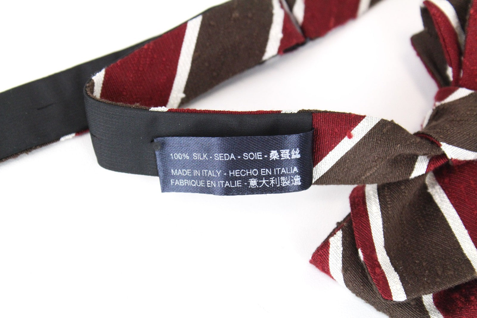 SUITSUPPLY Men Bowtie OS Red Brown Pure Silk Patterned Pre-Tied Formal