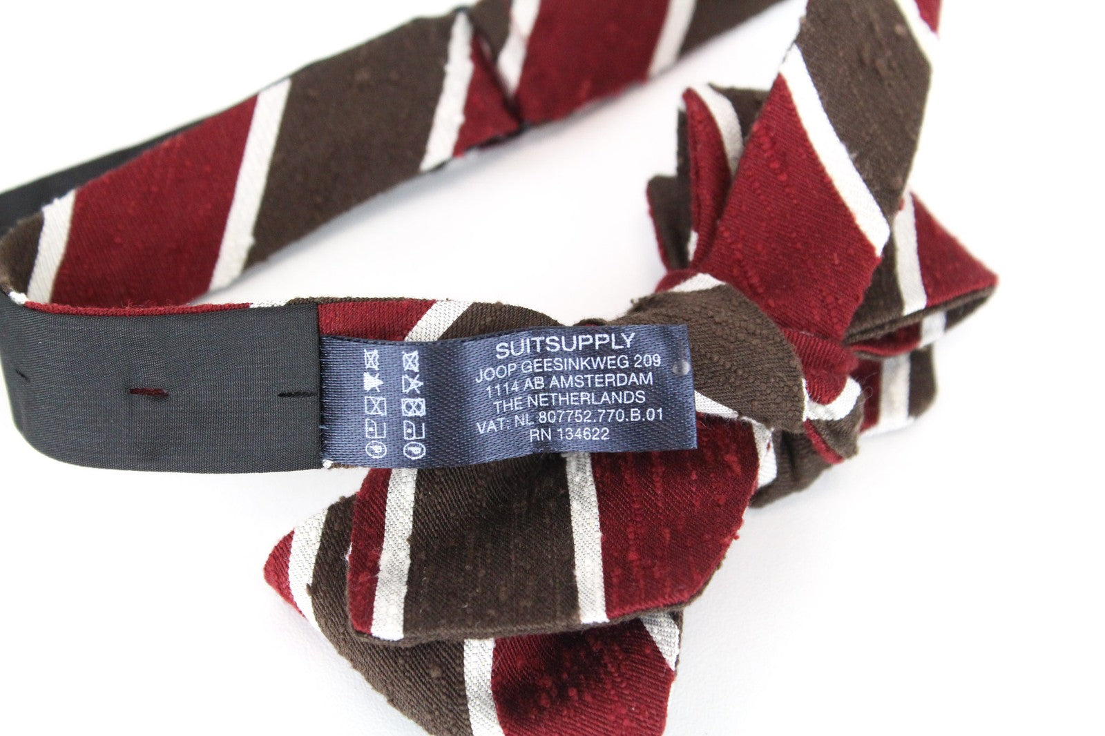 SUITSUPPLY Men Bowtie OS Red Brown Pure Silk Patterned Pre-Tied Formal