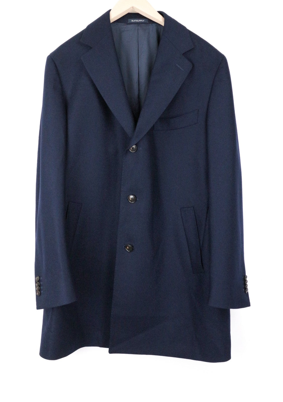 SUITSUPPLY Vicenza Men Coat UK46S Navy Blue Single-Breasted Lined Pure Wool