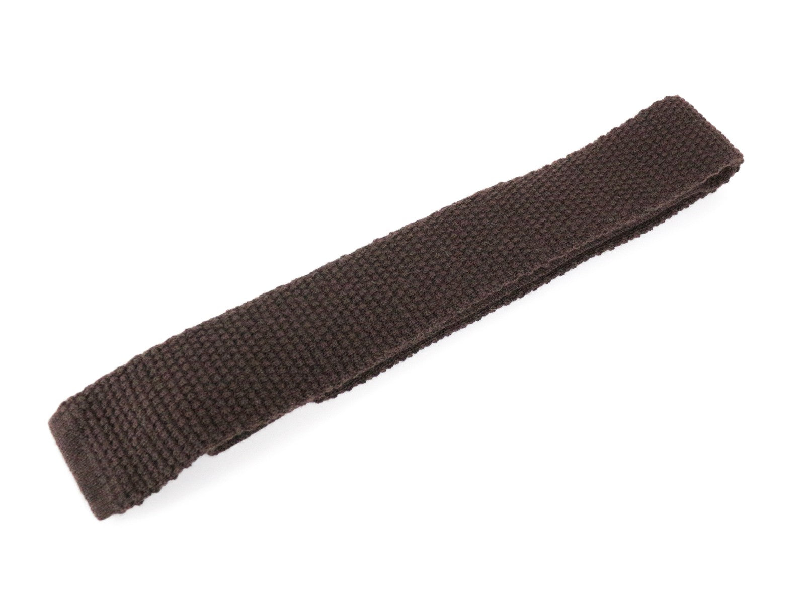 SUITSUPPLY Men Tie ~142 x 6.5 cm Brown Pure Wool Squared-End Knitted Formal
