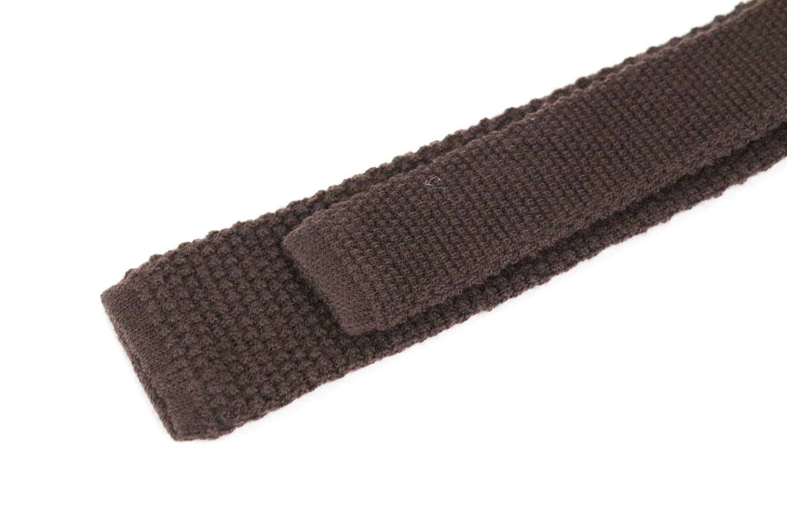 SUITSUPPLY Men Tie ~142 x 6.5 cm Brown Pure Wool Squared-End Knitted Formal