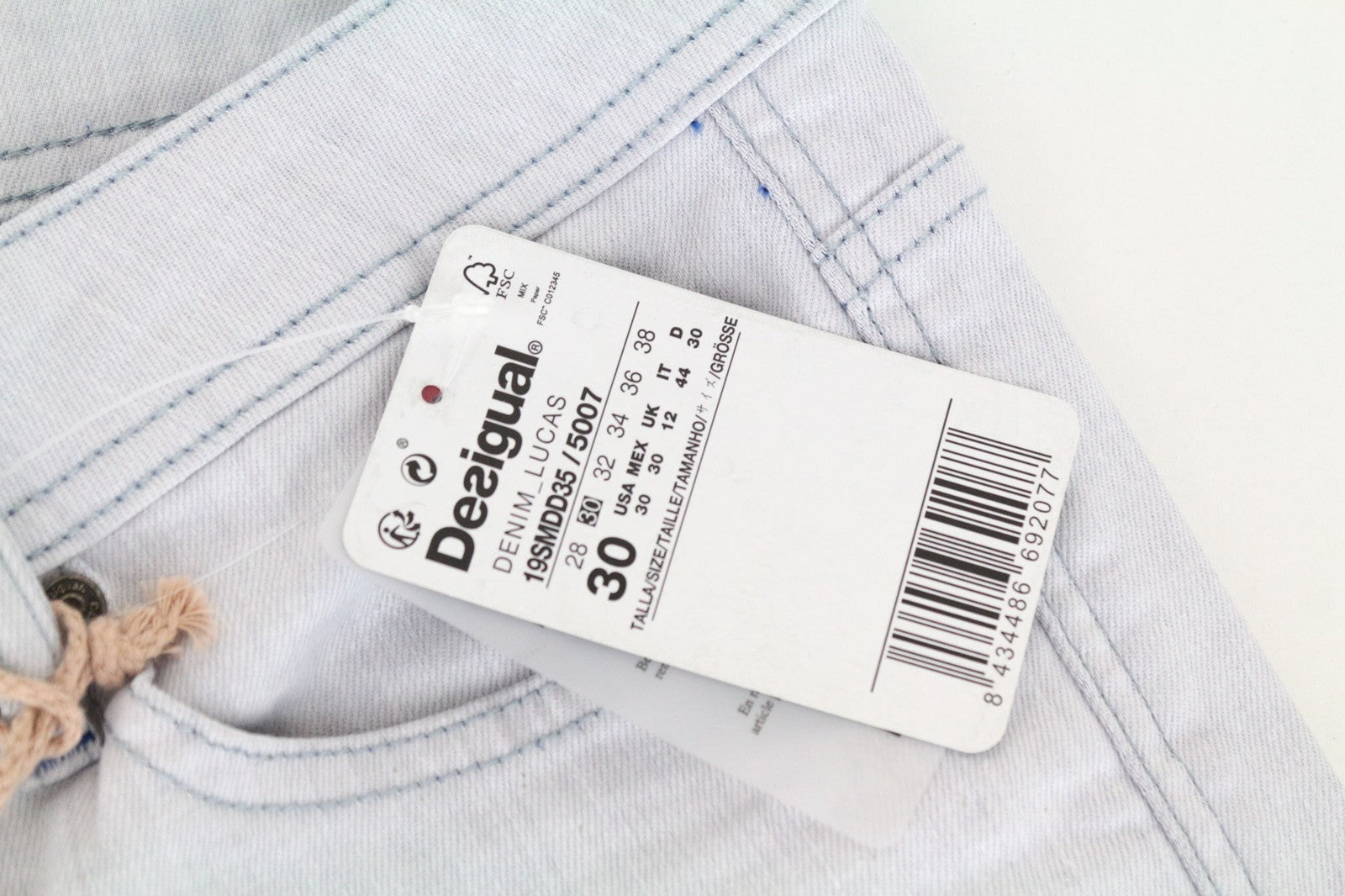 DESIGUAL Lucas Men Jeans UK12 Slim Blue Cotton Stretch
