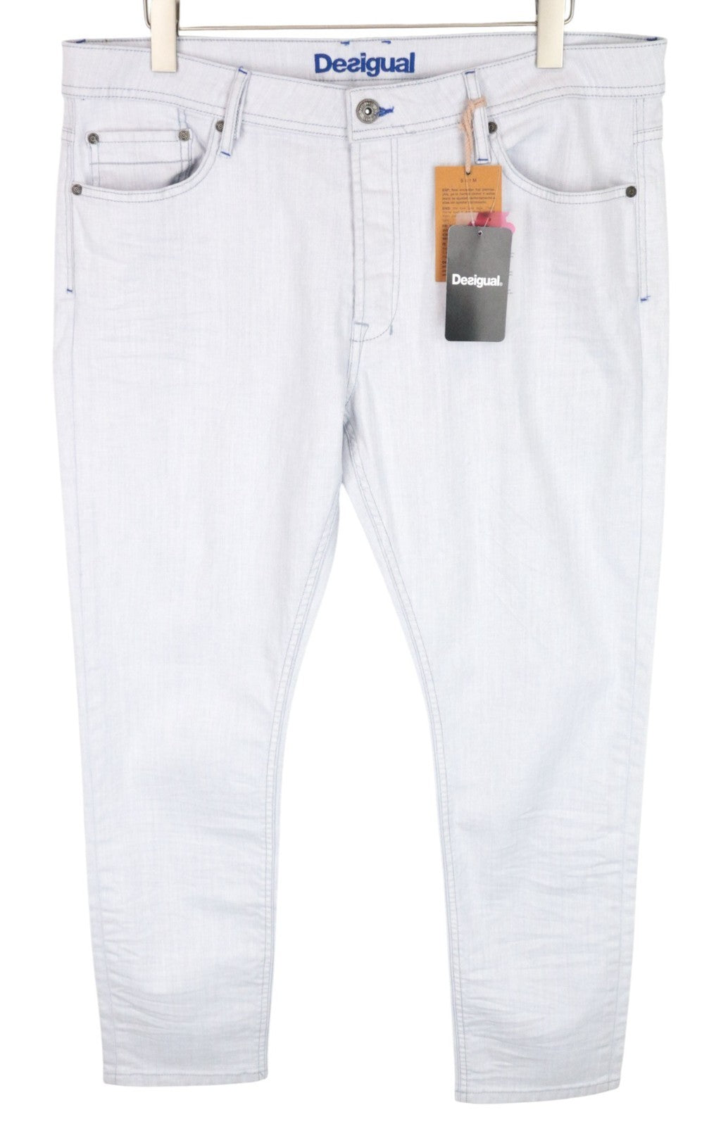 DESIGUAL Lucas Men Jeans UK20 Slim Blue Cotton Stretch