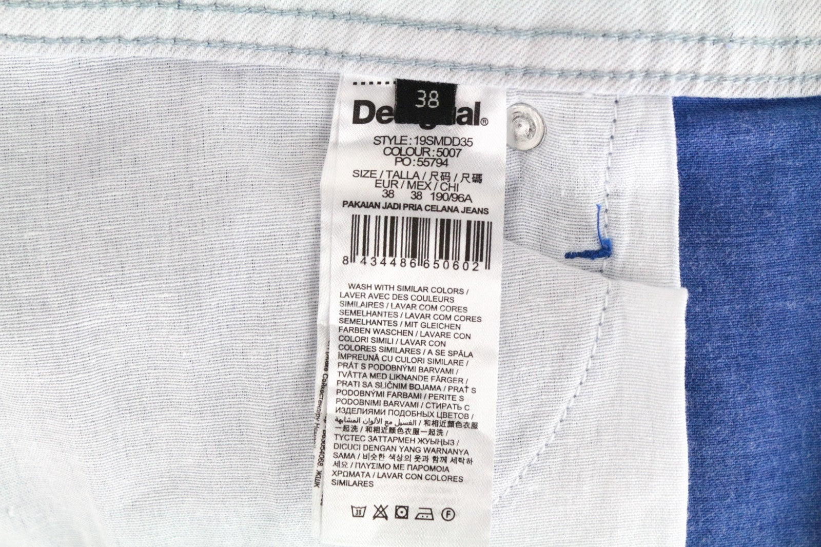 DESIGUAL Lucas Men Jeans UK20 Slim Blue Cotton Stretch