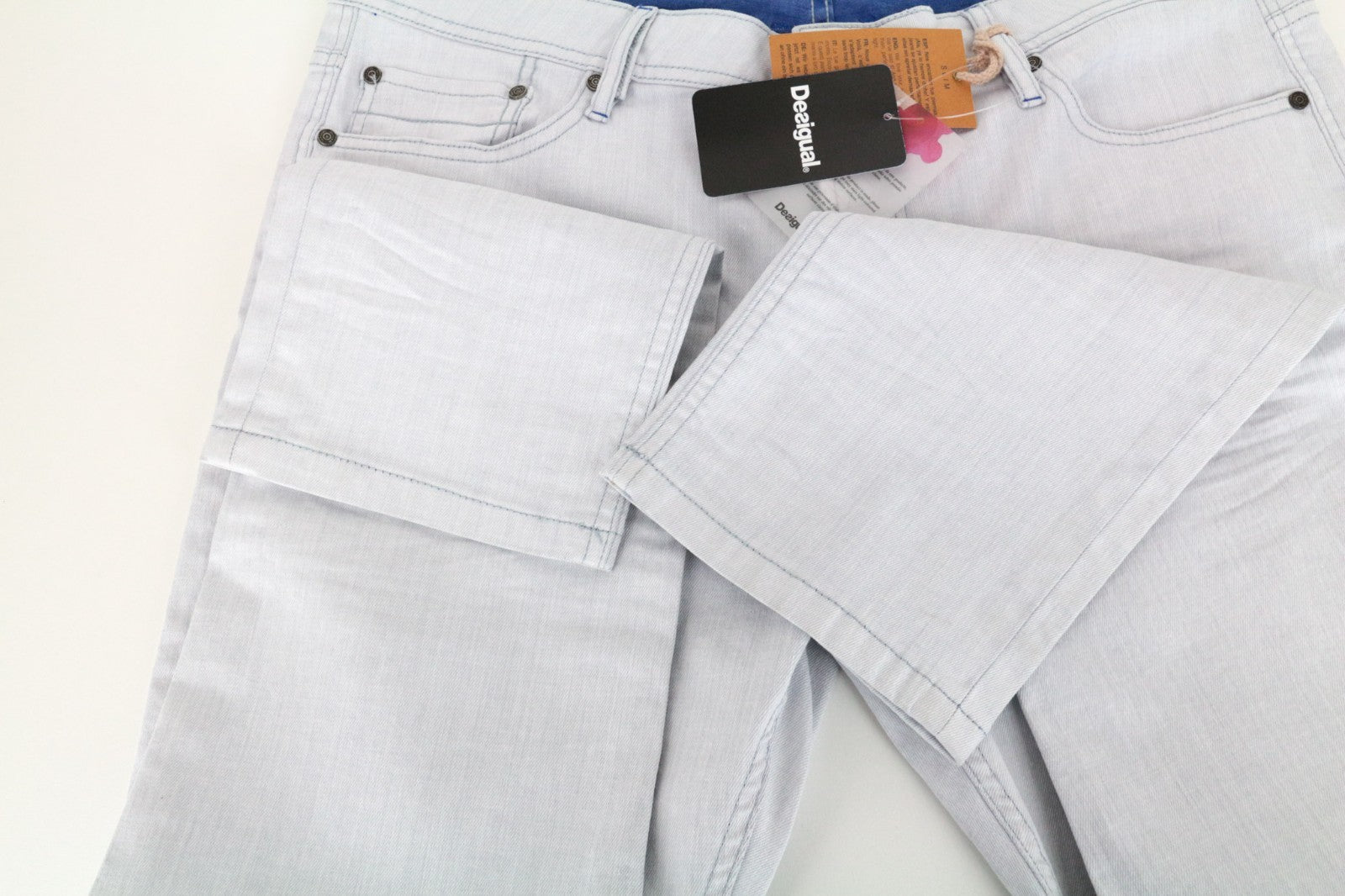 DESIGUAL Lucas Men Jeans UK20 Slim Blue Cotton Stretch