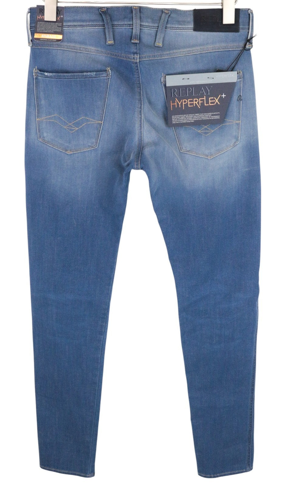 REPLAY Anbass Men Jeans W30/L34 Slim Cotton Blend Stretch Blue