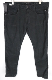 REPLAY Anbass Men Trousers W38/L34 Slim Cotton Stretch Grey Corduroy