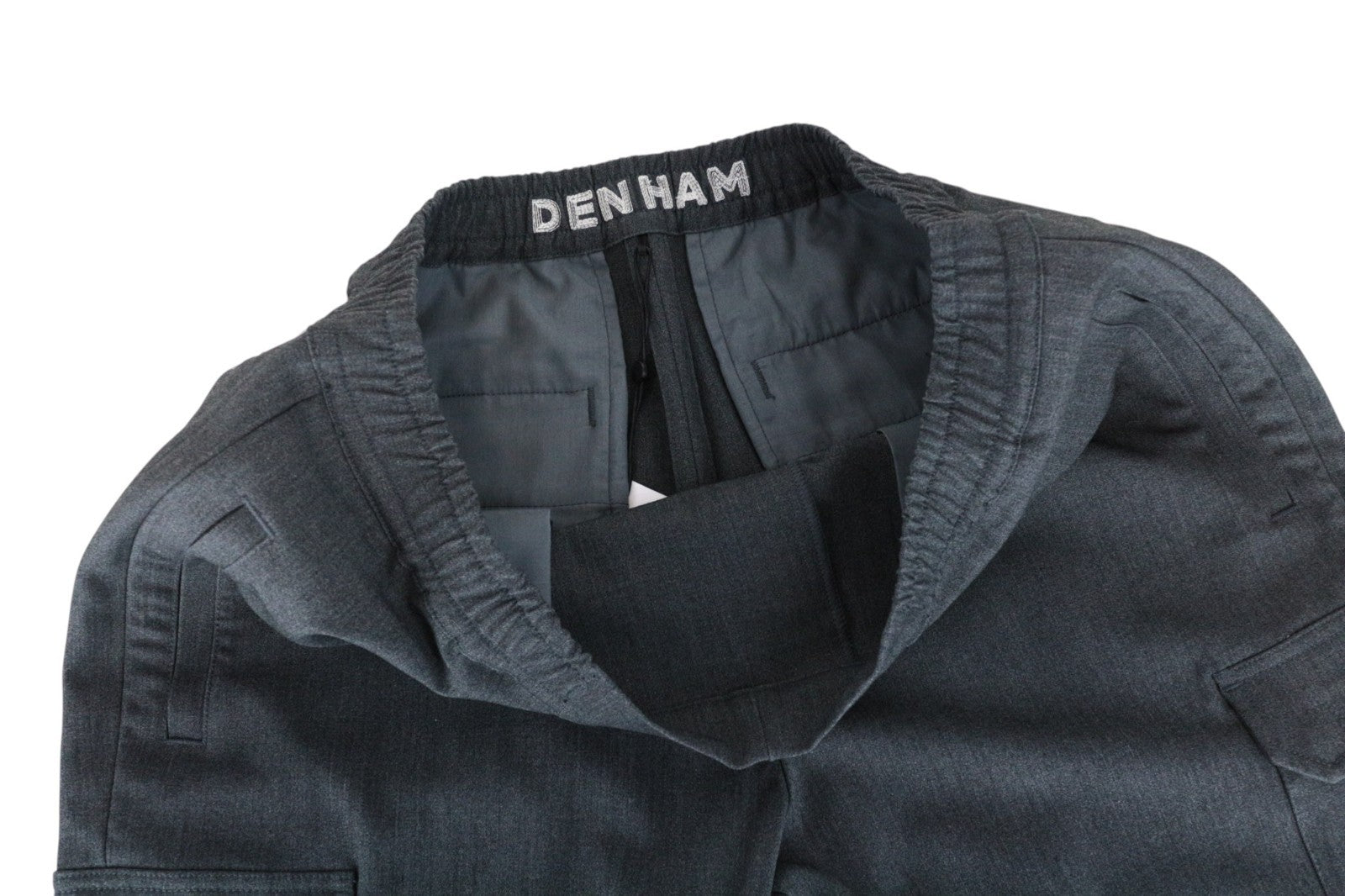 DENHAM Carl Men Trousers XL Grey Cotton Blend Stretch