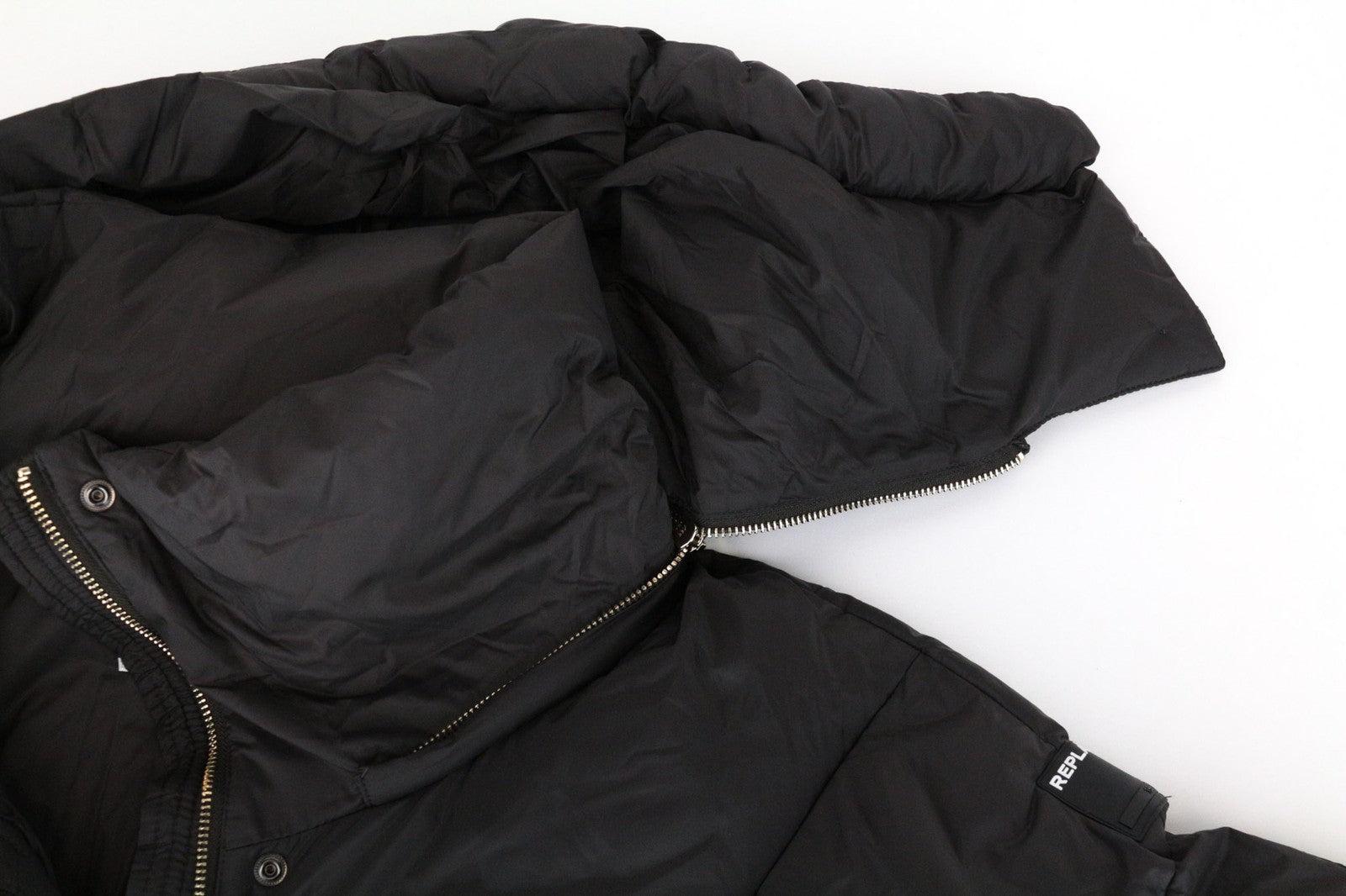 REPLAY Women Jacket M Dark Brown Lined Padded Hooded Single-Breasted