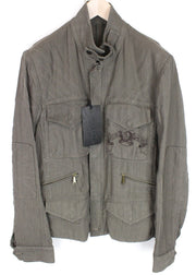 RICHMOND Men Jacket 48 M Brown Linen Cotton Lightweight Zipped Single-Breasted