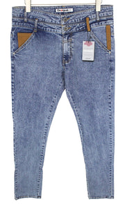 DESIGUAL Coll_Rep Men Jeans W36 Washed Mid-Blue Slim Zipped Classic Stretch