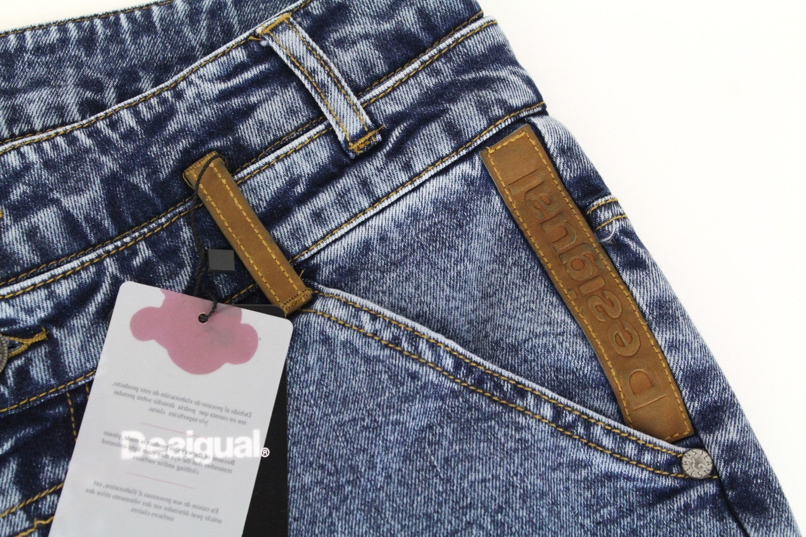 DESIGUAL Coll_Rep Men Jeans W30 Washed Mid-Blue Slim Zipped Classic Stretch