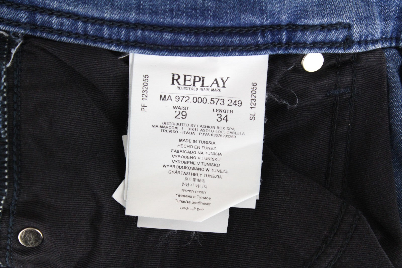 REPLAY Grover Men Jeans W29/L34 Super Stretch Button-Fly Blue Straight Classic