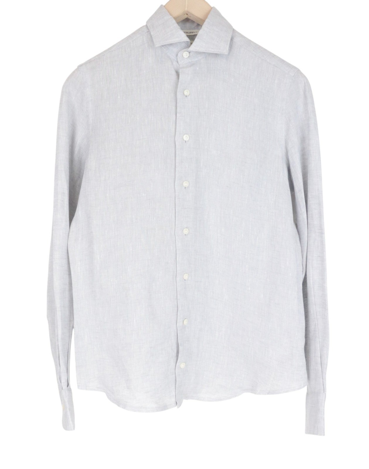 SUITSUPPLY Men Formal Shirt 35/ 13 1/2 /36/ 14 Grey Slim Linen Melange Cutaway