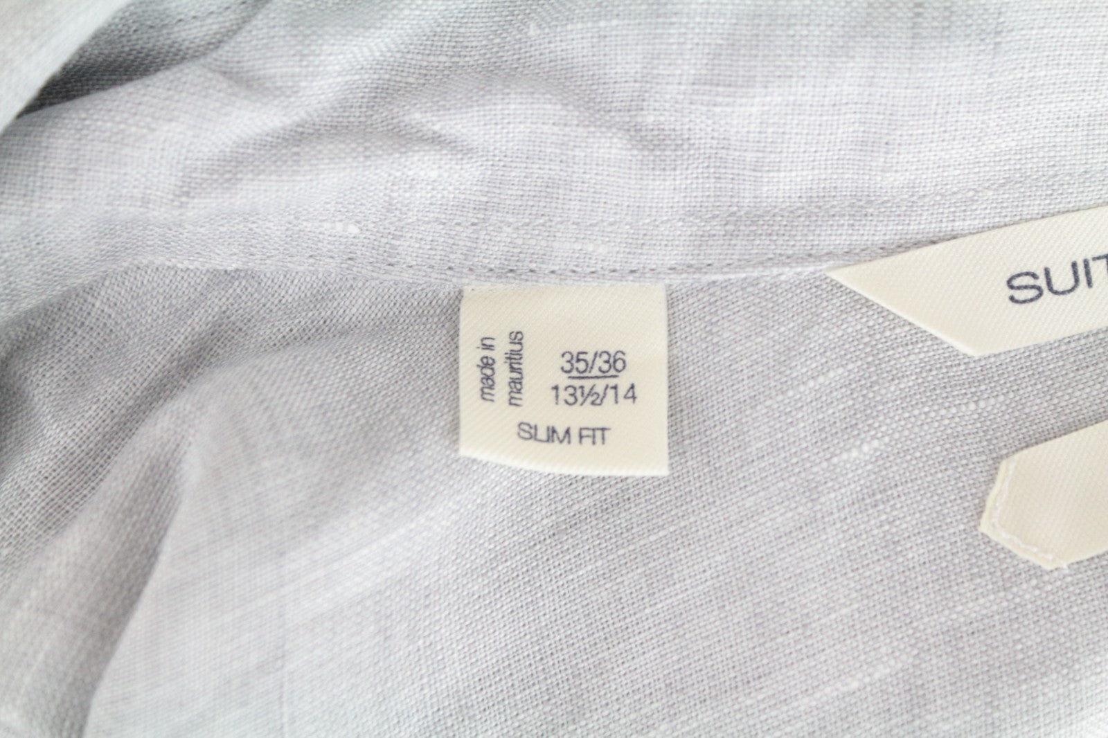 SUITSUPPLY Men Formal Shirt 35/ 13 1/2 /36/ 14 Grey Slim Linen Melange Cutaway