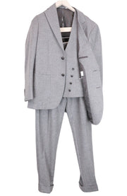 SUITSUPPLY Havana Patch Men Suit UK38R Grey Slim Wool Cashmere Pattern 3 Piece