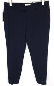 SUISTUDIO Robin Women Trousers UK14 W35 Formal Classic Flat Front Wool Slim Blue
