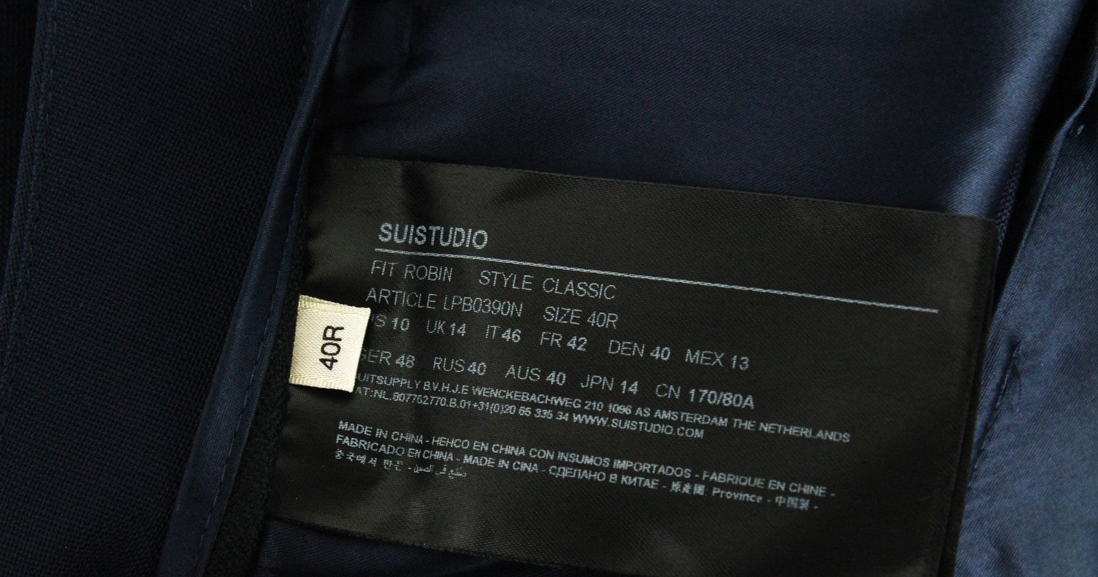 SUISTUDIO Robin Women Trousers UK14 W35 Formal Classic Flat Front Wool Slim Blue