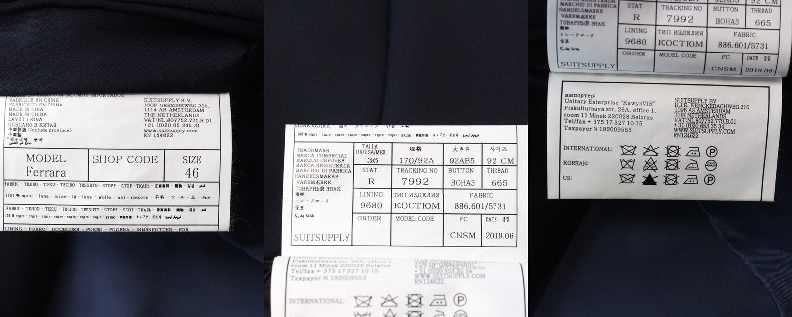 SUITSUPPLY Lazio Blueline Men Suit UK36L Navy Pure Wool Single-Breasted 3 Piece