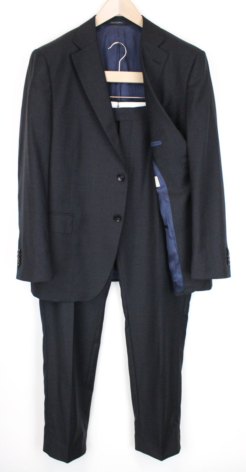 SUITSUPPLY Napoli Men Suit UK46S Blue Wool Lined Single-Breasted 2 Piece