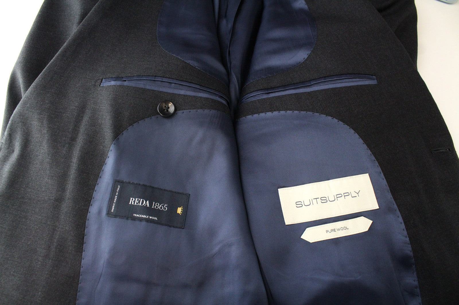 SUITSUPPLY Napoli Men Suit UK46S Blue Wool Lined Single-Breasted 2 Piece