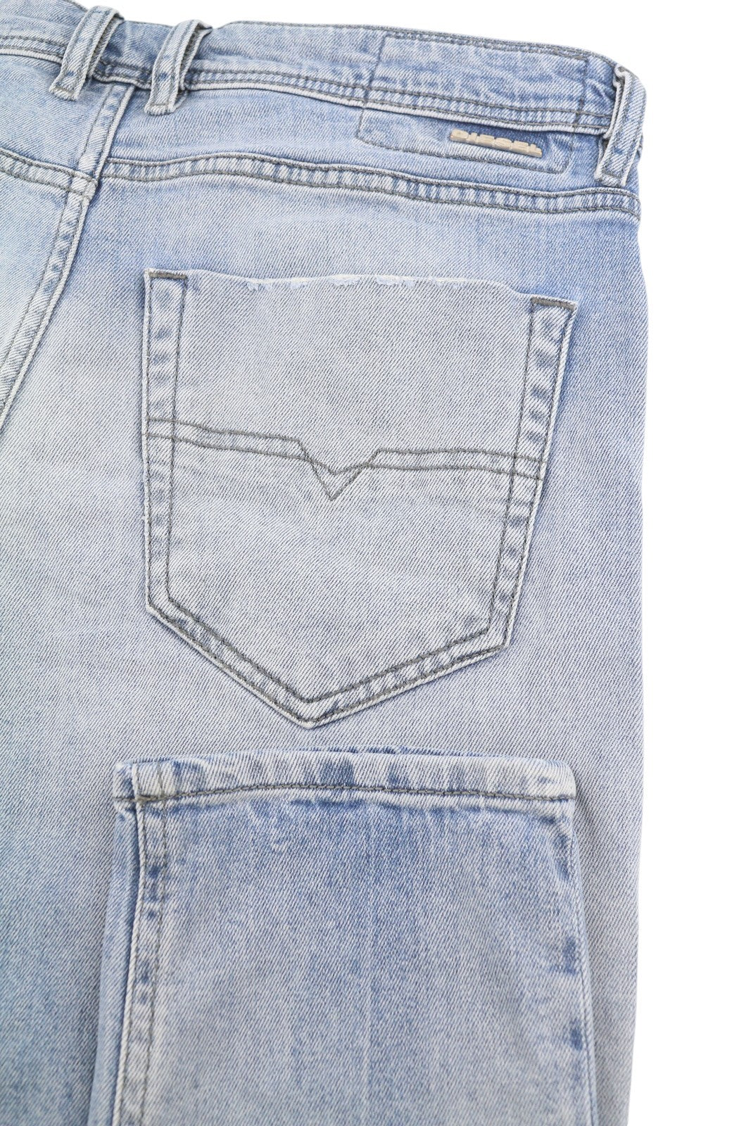 DIESEL Tepphar Men Jeans W29/L30 Blue Whiskers Faded Distress Slim Carrot Fit