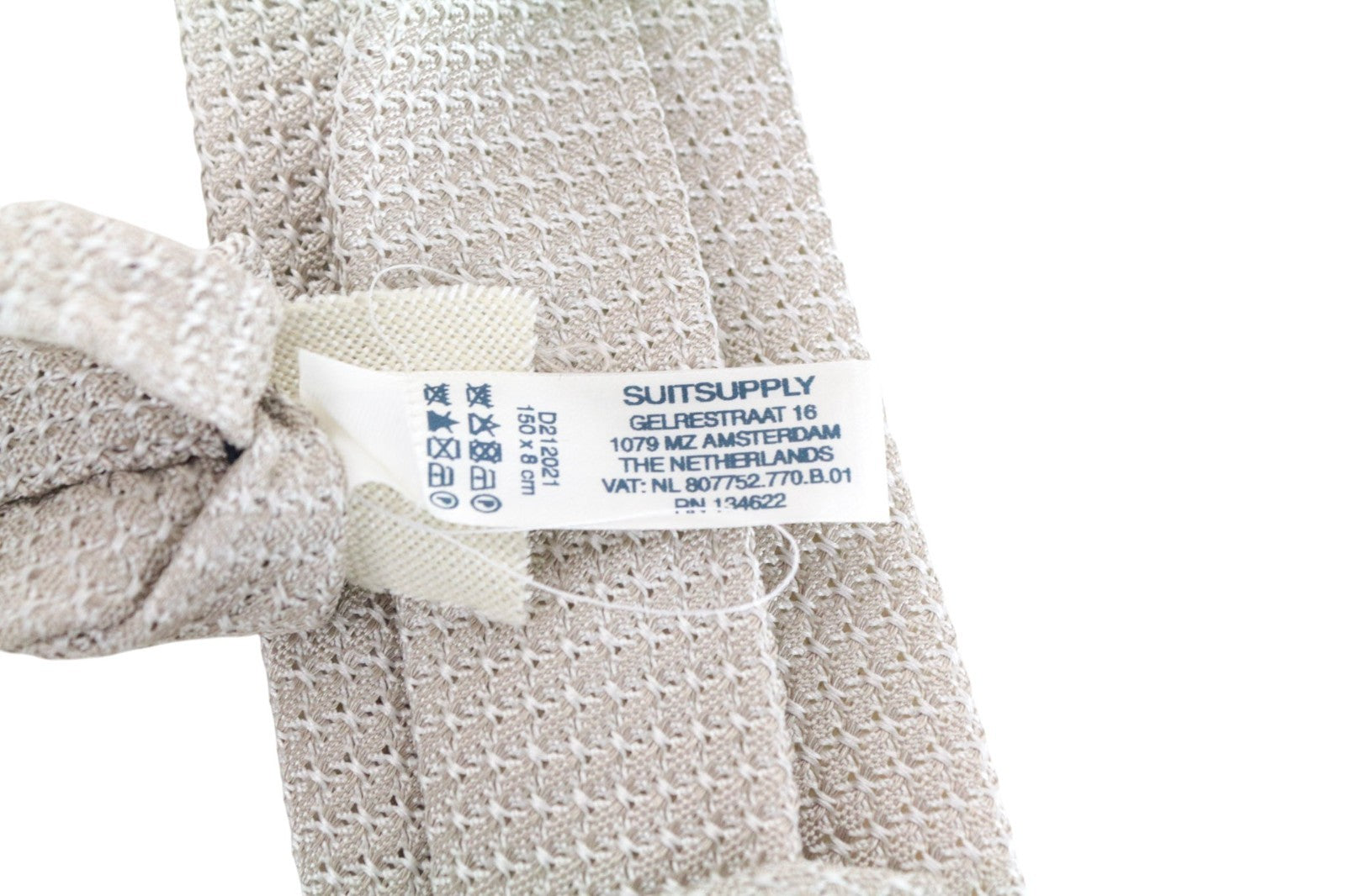 SUITSUPPLY Men Tie 150 x 8 cm Beige Pure Silk Pointed-End Classic Formal