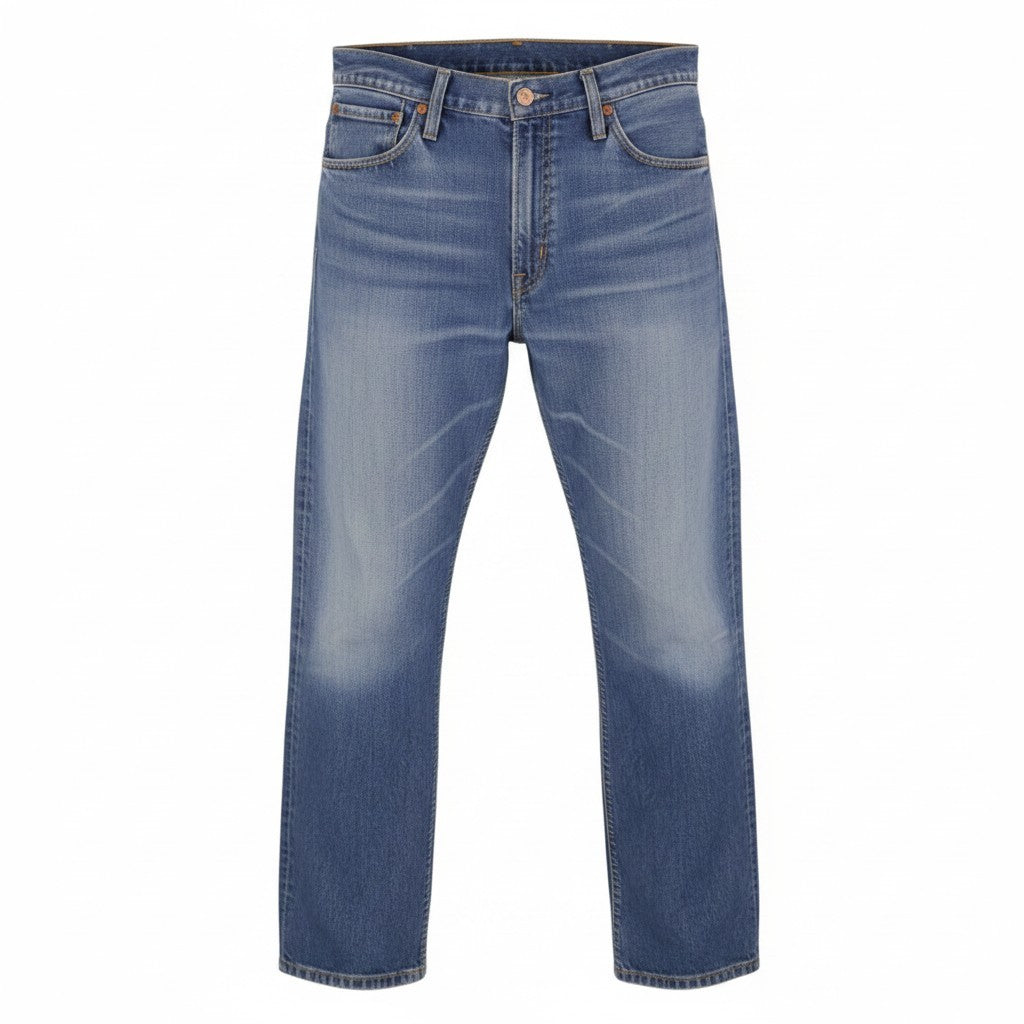 LEVI'S 507 Men Jeans W34/L36 Blue Whiskers Faded Zip Fly Slim Bootcut Fit