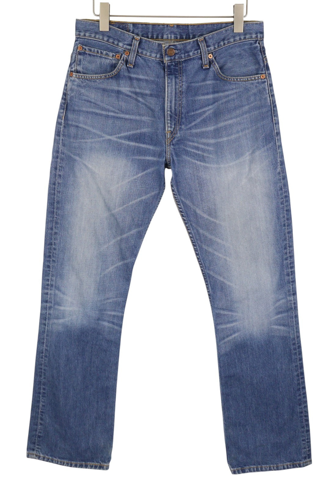 LEVI'S 507 Men Jeans W34/L36 Blue Whiskers Faded Zip Fly Slim Bootcut Fit