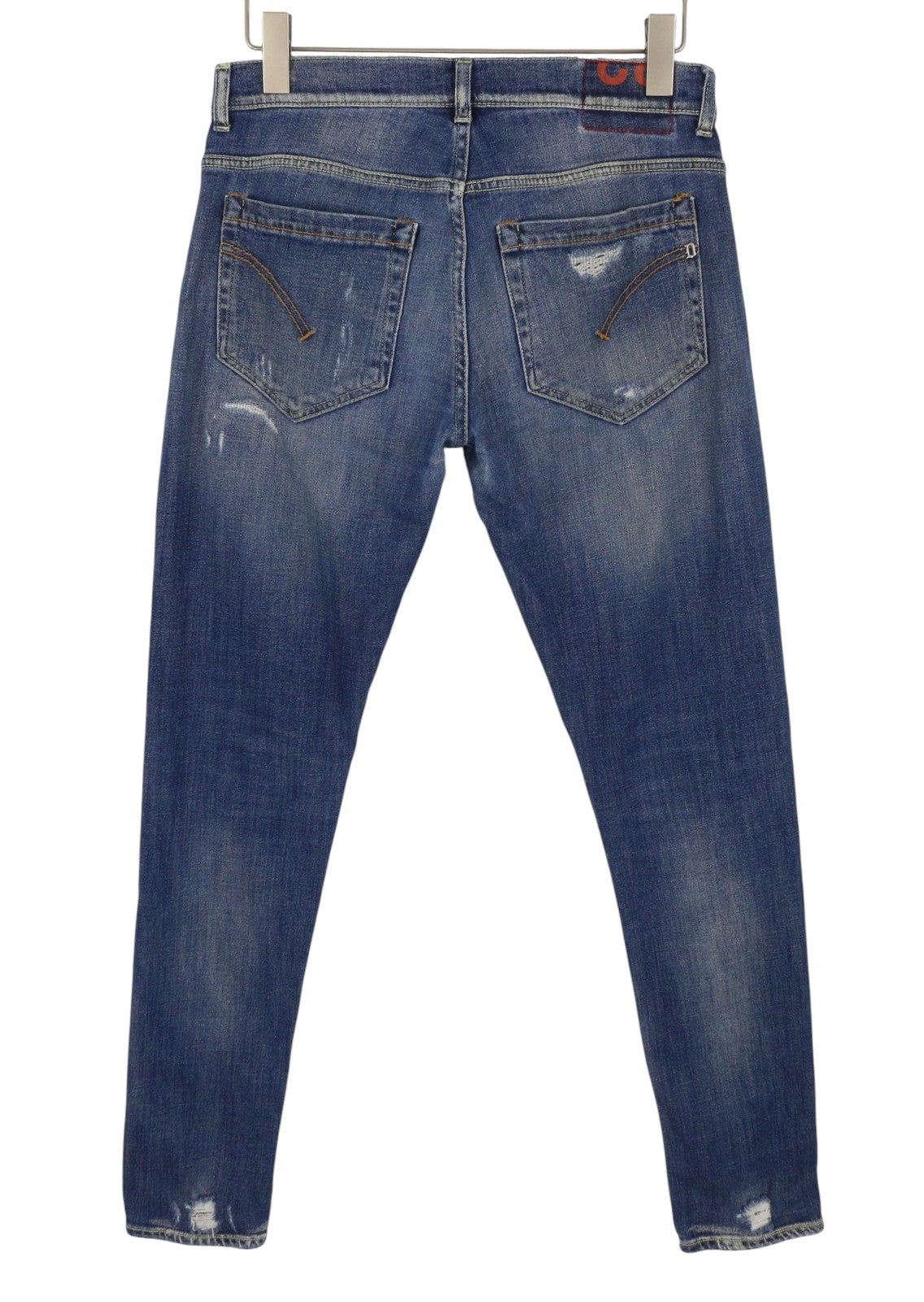 DONDUP George Skinny Fit Men Jeans W32 Blue Whiskers Faded Distress Buttoned