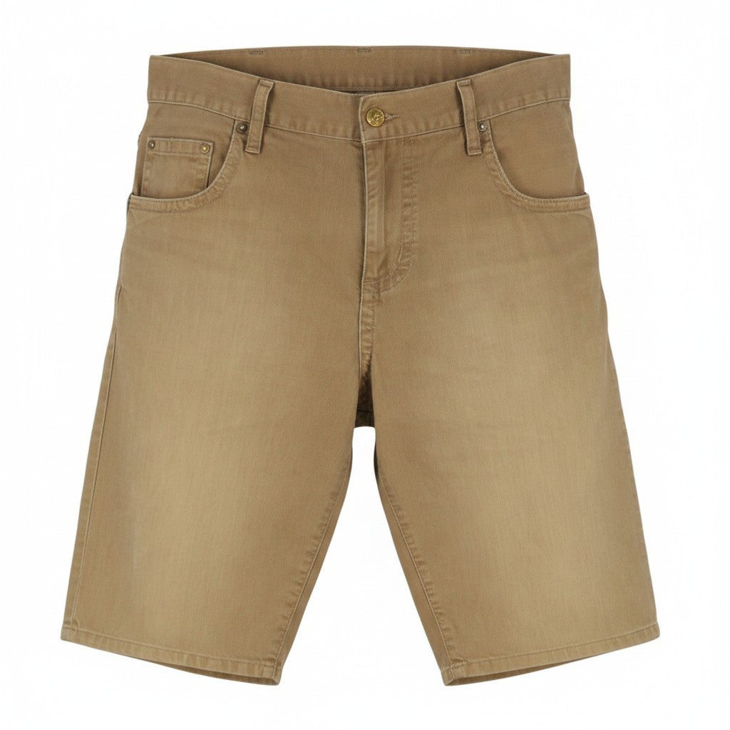 CARHARTT Slim Bermuda Men Shorts W31 Brown Whiskers Faded Zip Fly Denim