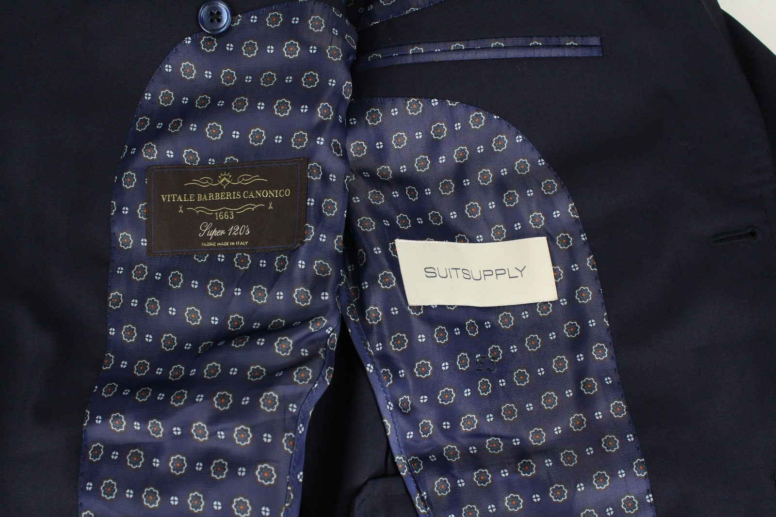SUITSUPPLY La Spalla Men Suit UK34R Peak Lapel Pure Wool Lined Blue 2 Piece