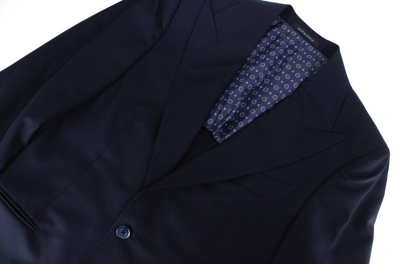 SUITSUPPLY La Spalla Men Suit UK34R Peak Lapel Pure Wool Lined Blue 2 Piece