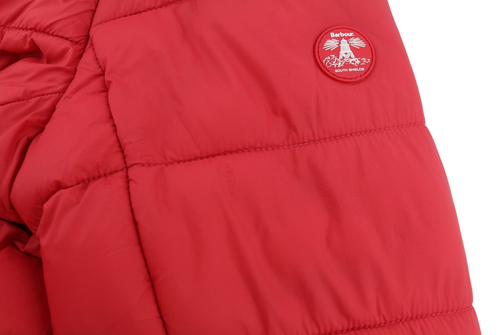 BARBOUR Bernera Quilt Women Jacket EU42 XL Red Fibre Down Filled Full Zip