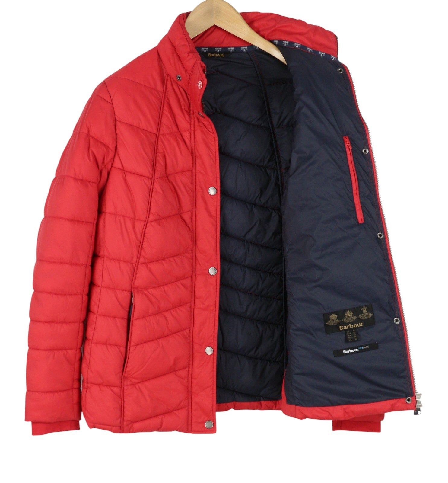 BARBOUR Bernera Quilt Women Jacket EU42 XL Red Fibre Down Filled Full Zip