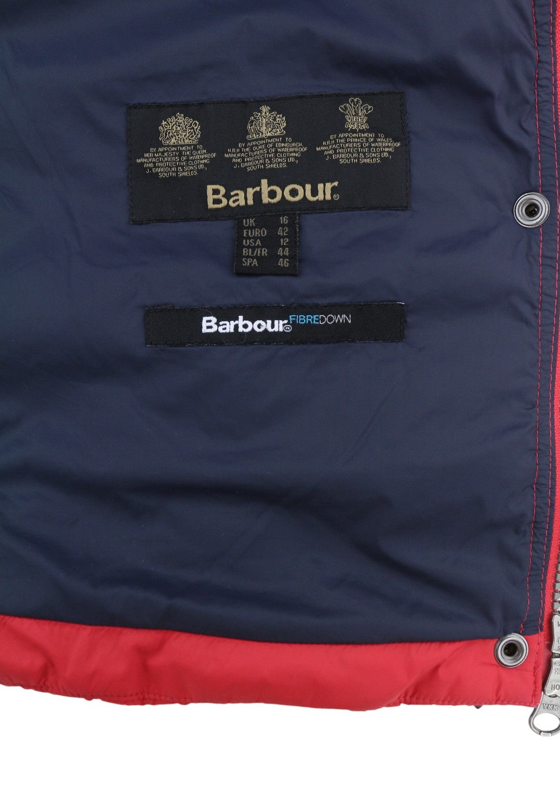 BARBOUR Bernera Quilt Women Jacket EU42 XL Red Fibre Down Filled Full Zip
