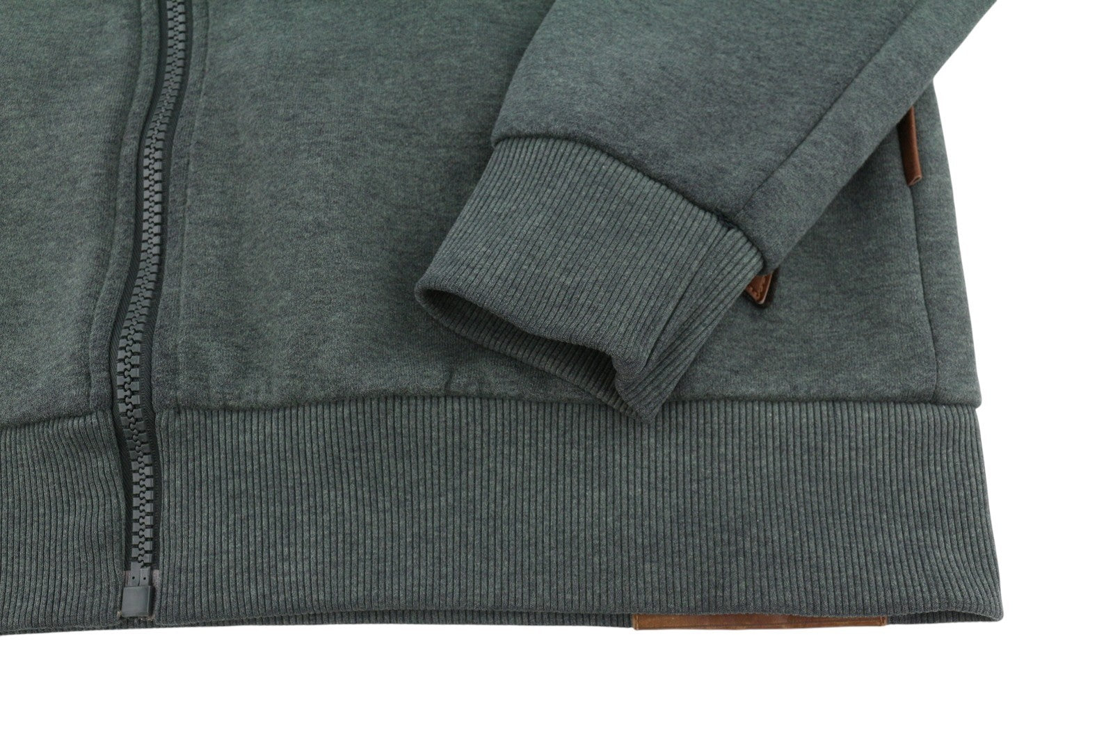NAKETANO Men Hoodie L Green Melange Long Sleeve Full Zip