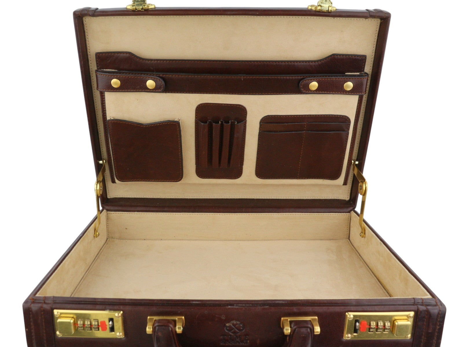TIME RESISTANCE Men Bag OS Brown Leather Attache Case Briefcase Unisex RRP450