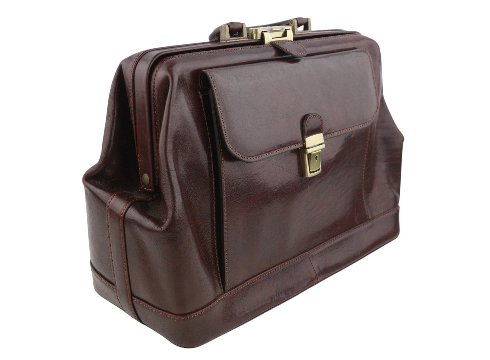 TIME RESISTANCE Hamlet Men Bag OS Brown Large Italian Leather Doctor RRP350
