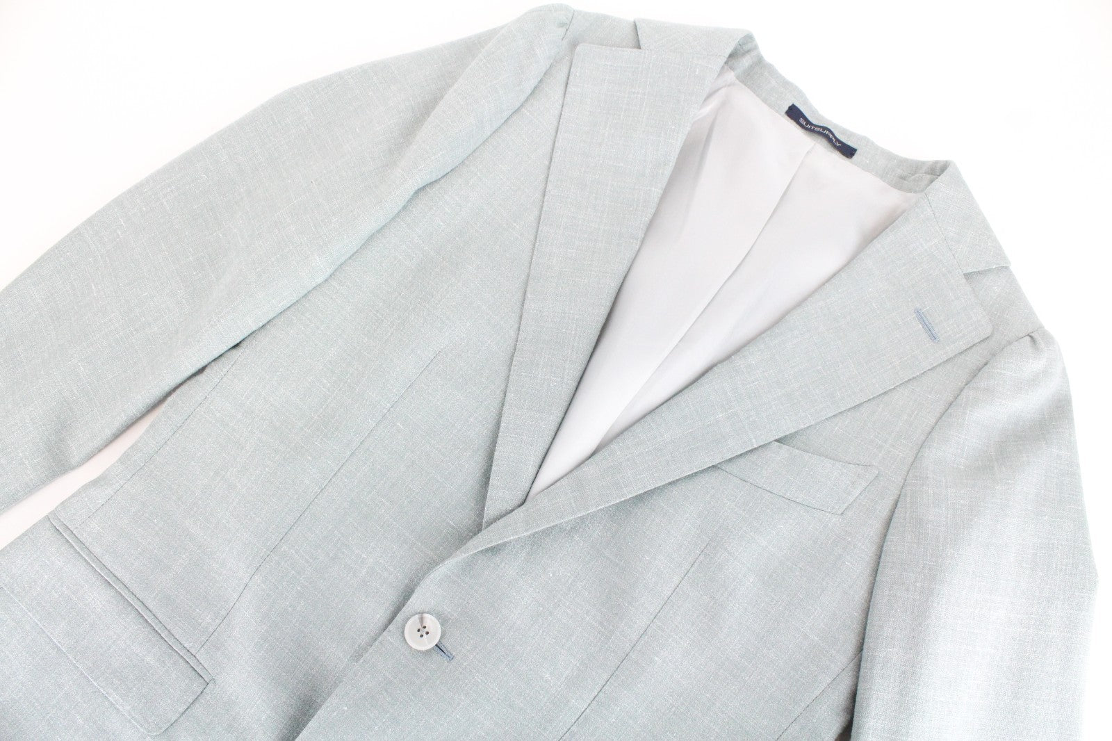 SUITSUPPLY La Spalla Men Blazer UK32R Green Slim Melange Formal Wool Silk Linen
