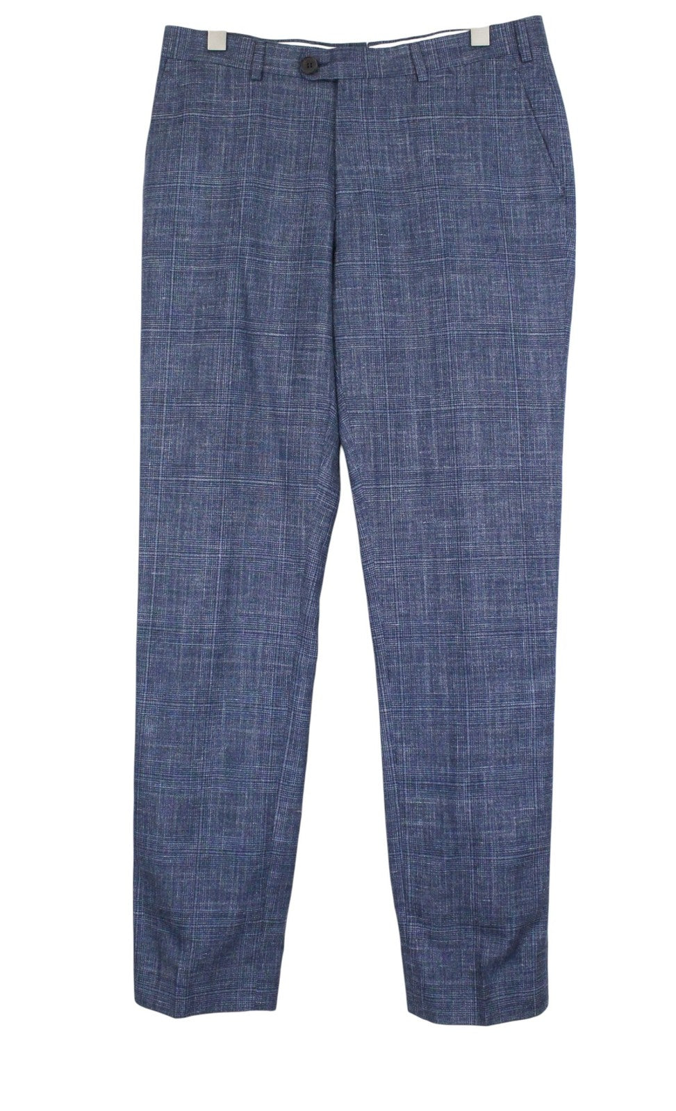SUITSUPPLY Lazio Men Suit UK36R Blue Slim Glen Check 2-Piece Wool Silk Linen