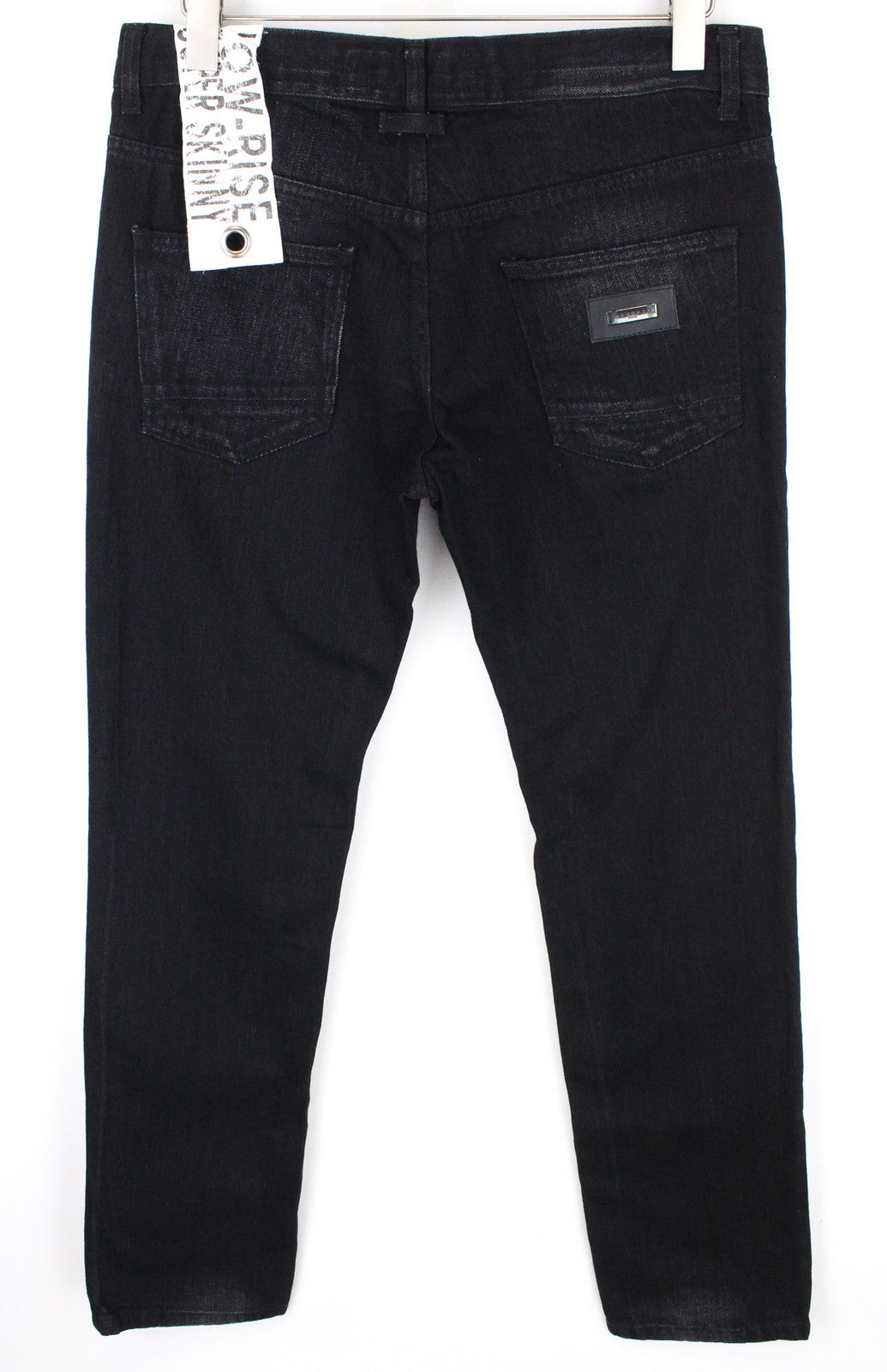 RICHMOND Men Jeans IT32 Black Super Skinny Low Rise Non-Stretch Buttoned Classic