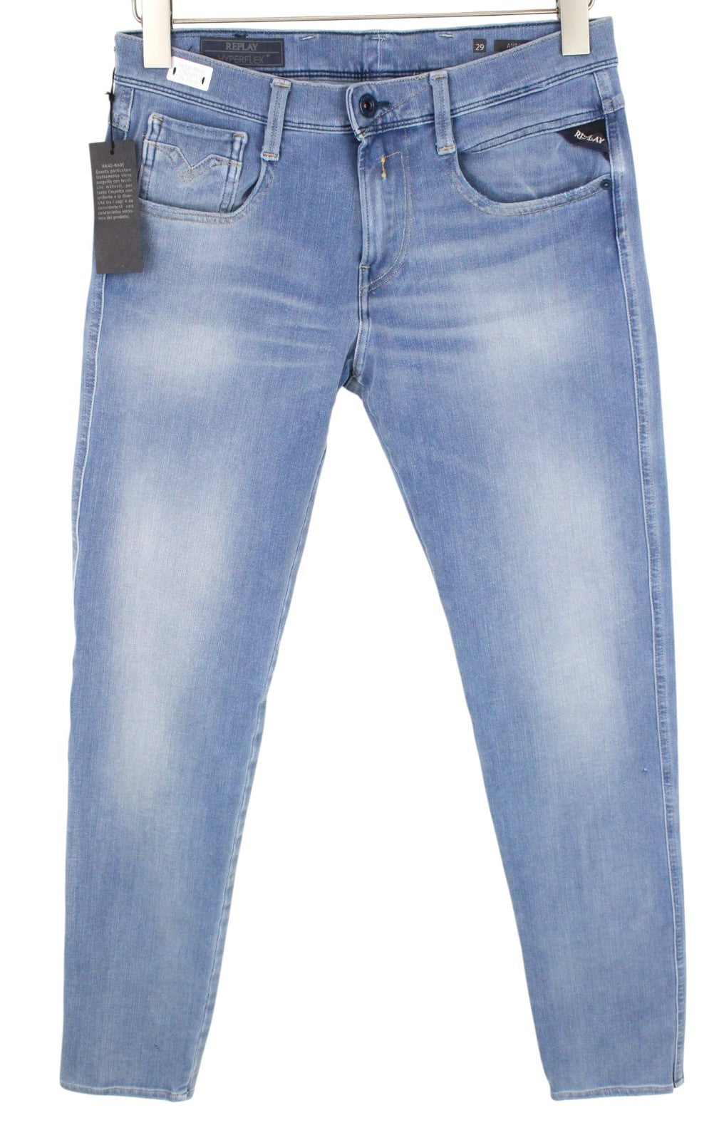REPLAY Anbass Men Jeans W29/L32 Blue Slim Fit Stretch Classic Zip-Fly Mid-Rise