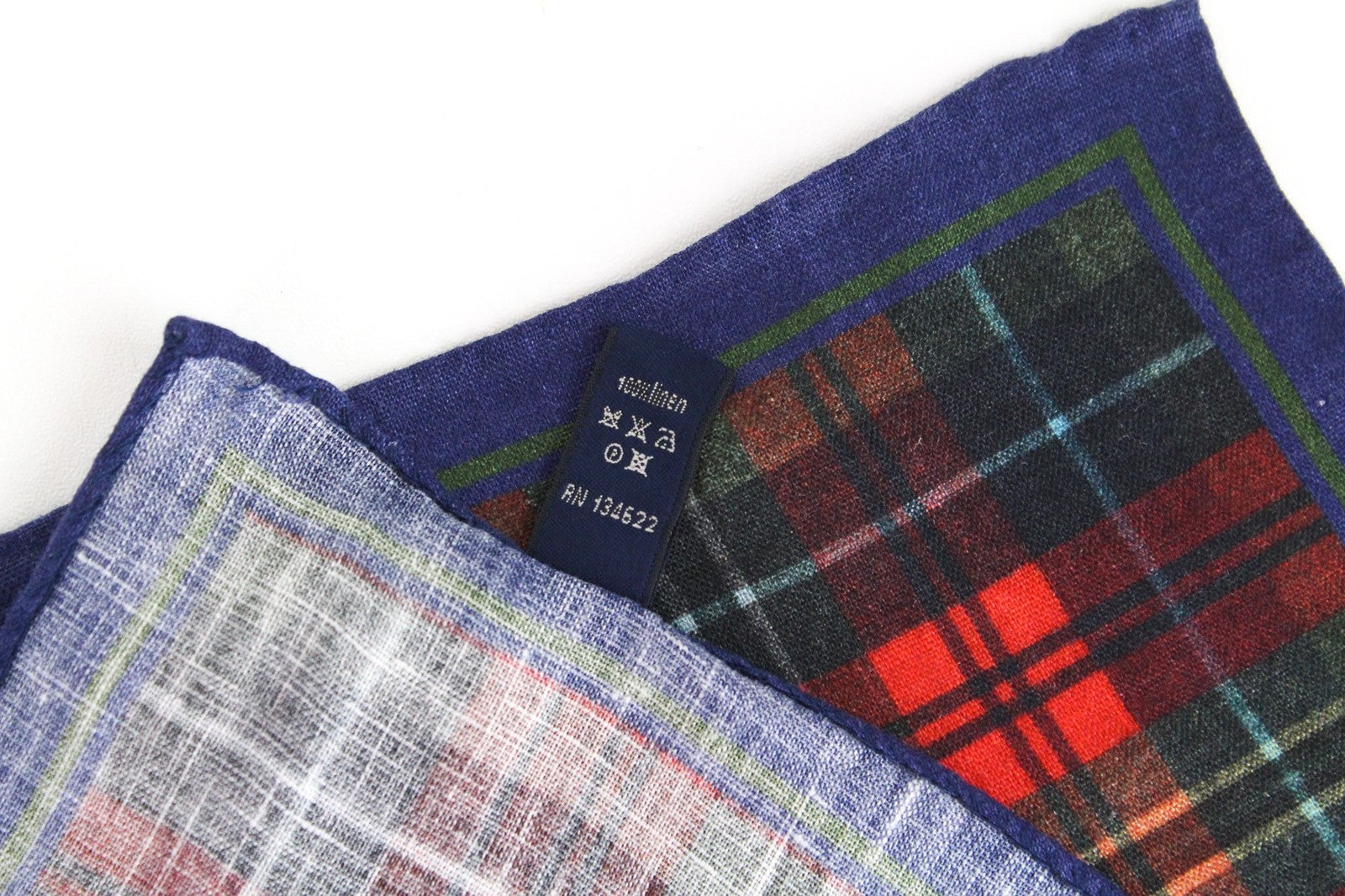 SUITSUPPLY Men Pocket Square 32 x 32 cm Red Tartan Checked Melange Linen Formal